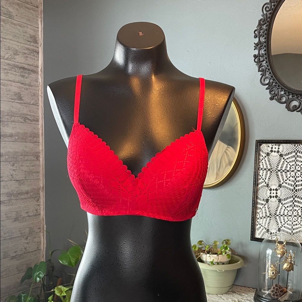 Elegant Red Lace Bra